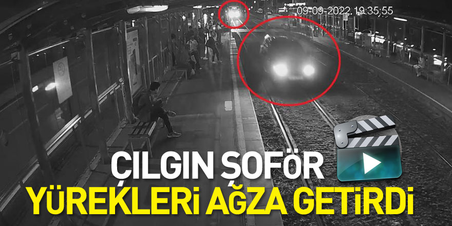 Çılgın şoför tramvay hattında kilometrelerce ilerledi, yürekleri ağza getirdi