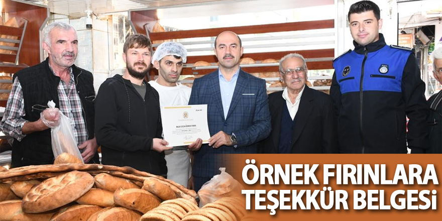 Örnek fırınlara teşekkür belgesi