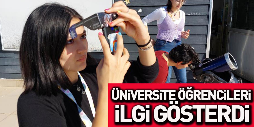 Samsun'da güneş tutulmasına üniversite öğrencileri ilgi gösterdi