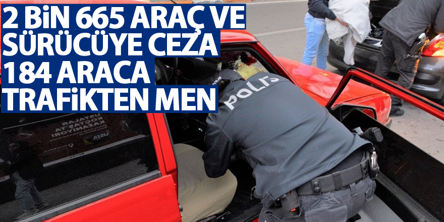 Samsun'da 2 bin 665 araç ve sürücüye ceza, 184 araca trafikten men