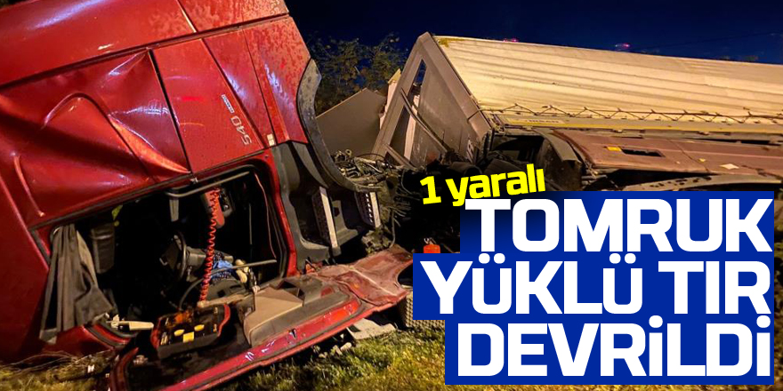 Samsun’da tomruk yüklü tır devrildi: 1 yaralı