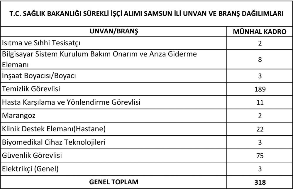 Sağlık Bakanlığı Samsun'da 780 personel istihdam edecek 