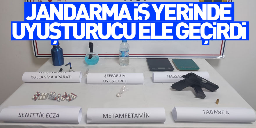 Jandarma iş yerinde uyuşturucu ele geçirdi