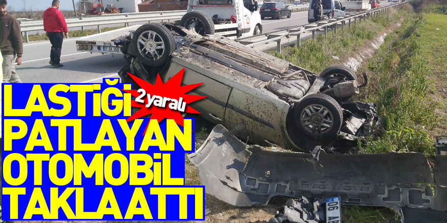 Lastiği patlayan otomobil takla attı: 2 yaralı