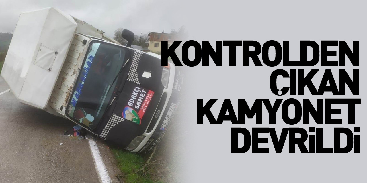 Kontrolden çıkan kamyonet devrildi