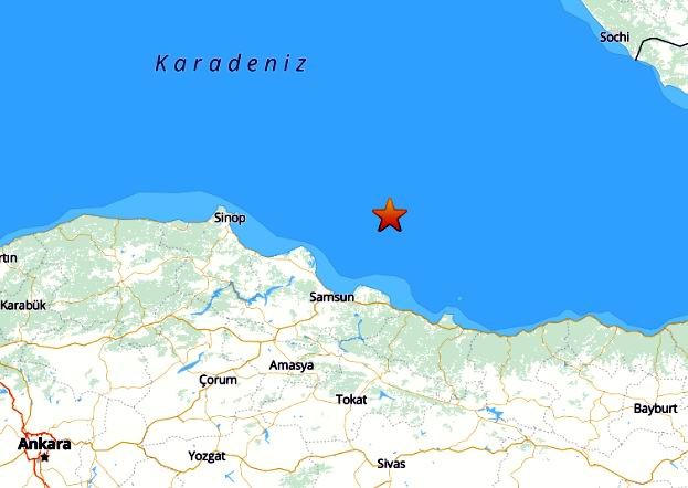 Samsun açıklarında deprem