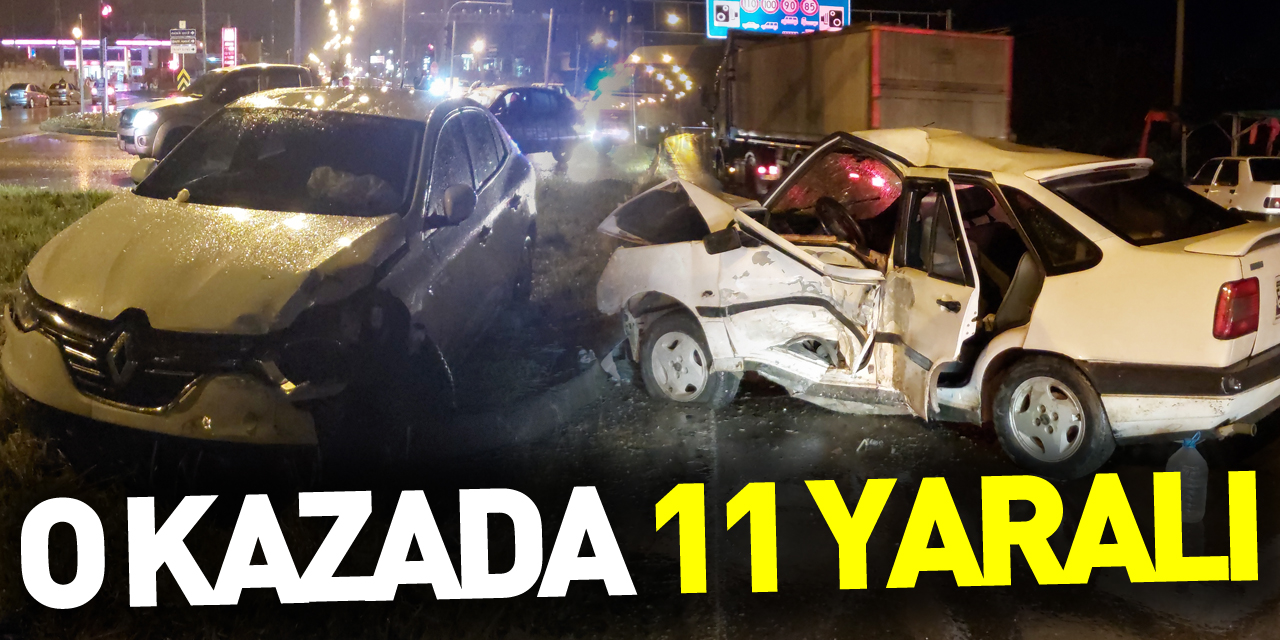 Samsun’da iki otomobilin çarpıştığı kazada 11 kişi yaralandı