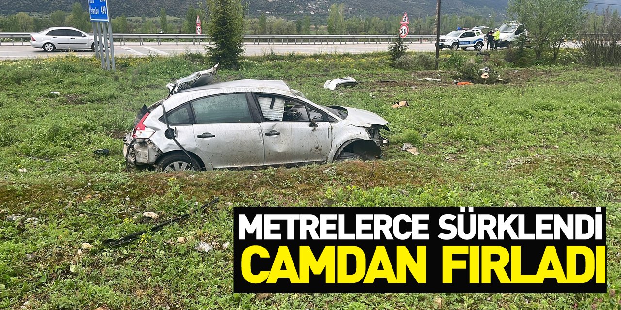 Metrelerce sürüklenen otomobilin camından fırlayan sürücü ağır yaralandı