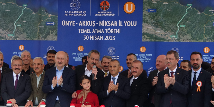 Bakan Karaismailoğlu ve Bakan Özer, Ordu’da yol temel atma programında konuştu